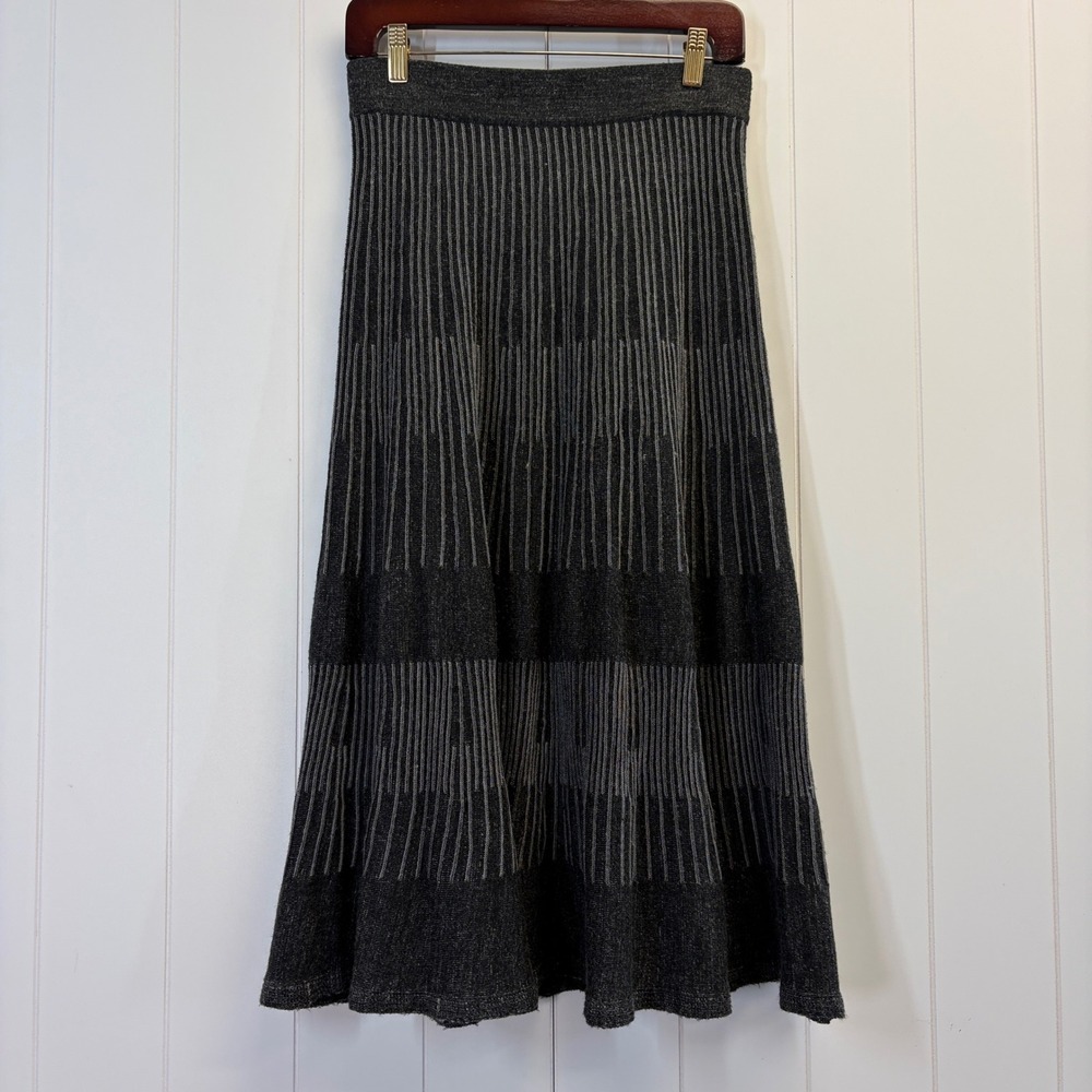 Flair Dark Academia Wool Blend Knit Midi Skirt Women Size S Minimalist Office